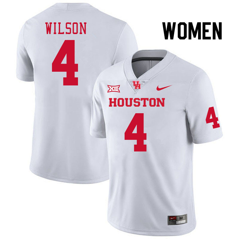 Women #4 Jonah Wilson Houston Cougars College Football Jerseys Stitched-White